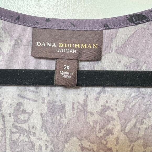 Dana Buchman Black and Purple Graphic 3/4 Sleeve‎ Blouse Women’s 2X Casual - Picture 2 of 6